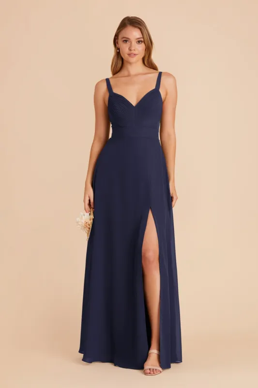 Deborah Chiffon Dress - Navy sold by Birdy Grey