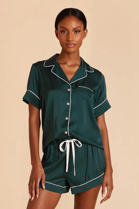 Jonny Satin Pajama Set - Emerald sold by Birdy Grey
