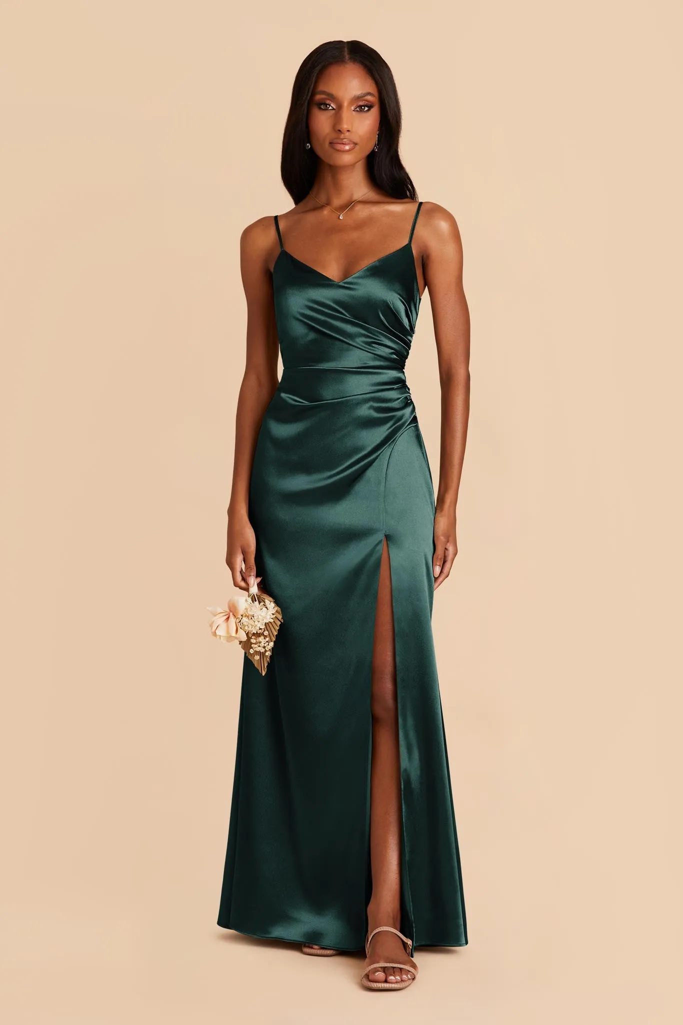 Catherine Shiny Satin Dress - Emerald sold by Birdy Grey product image thumbnail 2