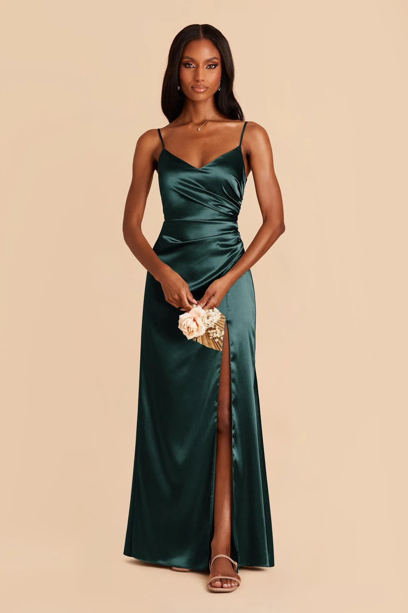 Catherine Shiny Satin Dress - Emerald sold by Birdy Grey product image thumbnail 3