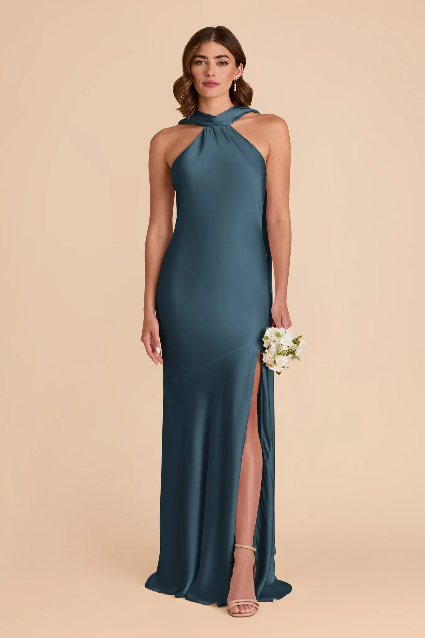 Eileen Matte Satin Dress - Dark Teal sold by Birdy Grey