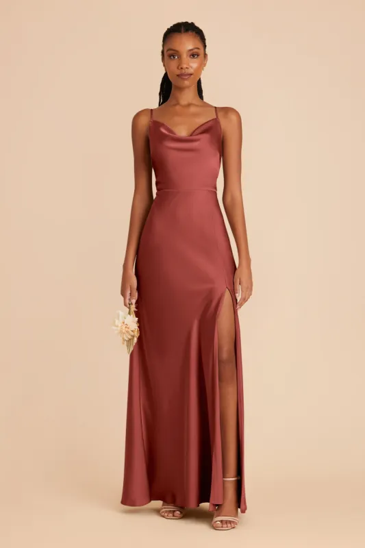 Lisa Long Matte Satin Dress - Spice sold by Birdy Grey