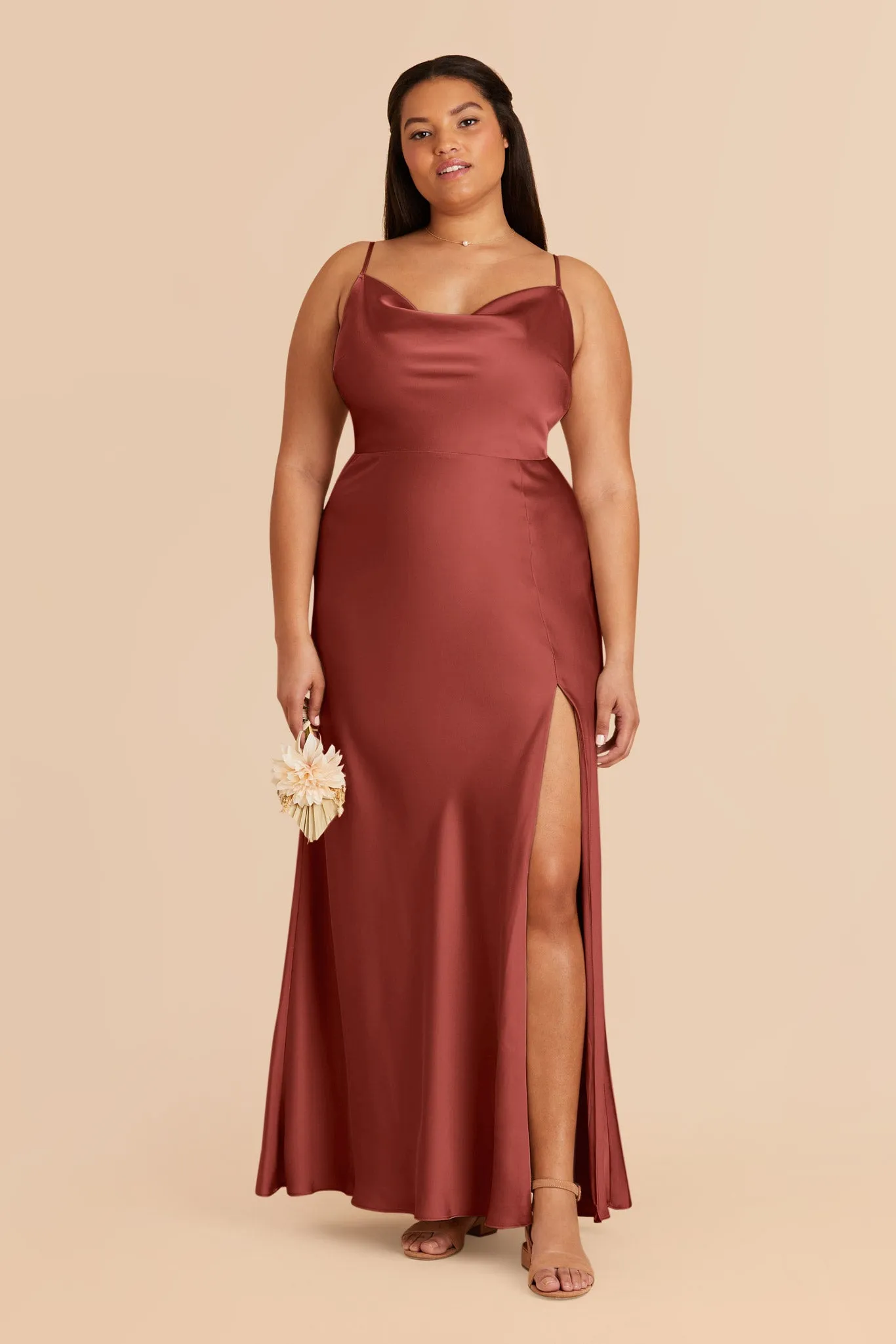 Lisa Long Matte Satin Dress - Spice sold by Birdy Grey product image thumbnail 2