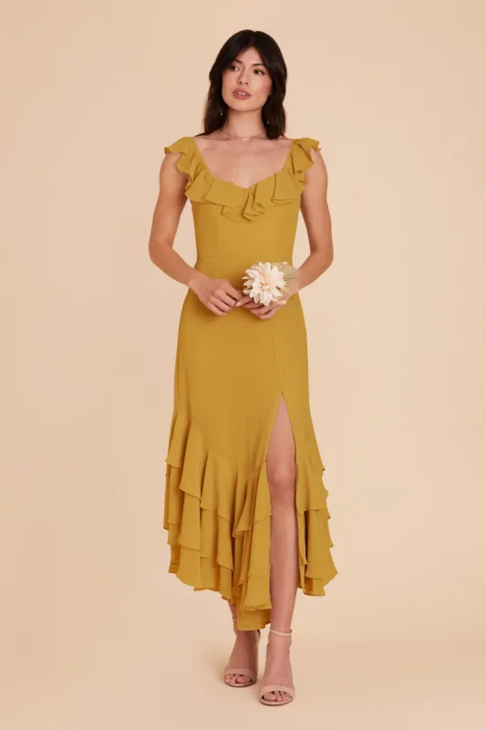 Ginny Chiffon Dress - Marigold sold by Birdy Grey