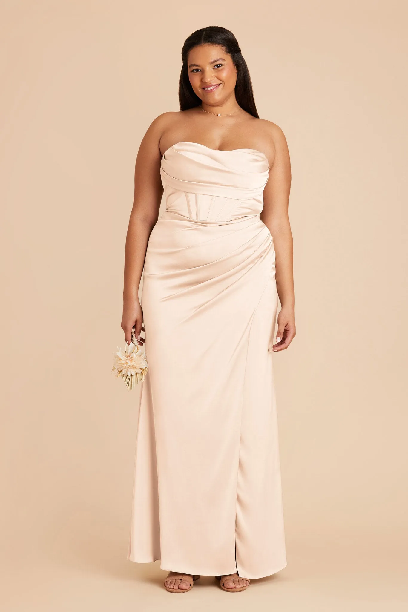 Carrie Matte Satin Dress - Champagne sold by Birdy Grey