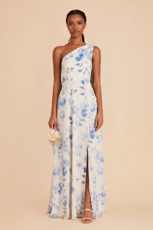 Melissa Chiffon Dress - Blue Rococo Floral sold by Birdy Grey