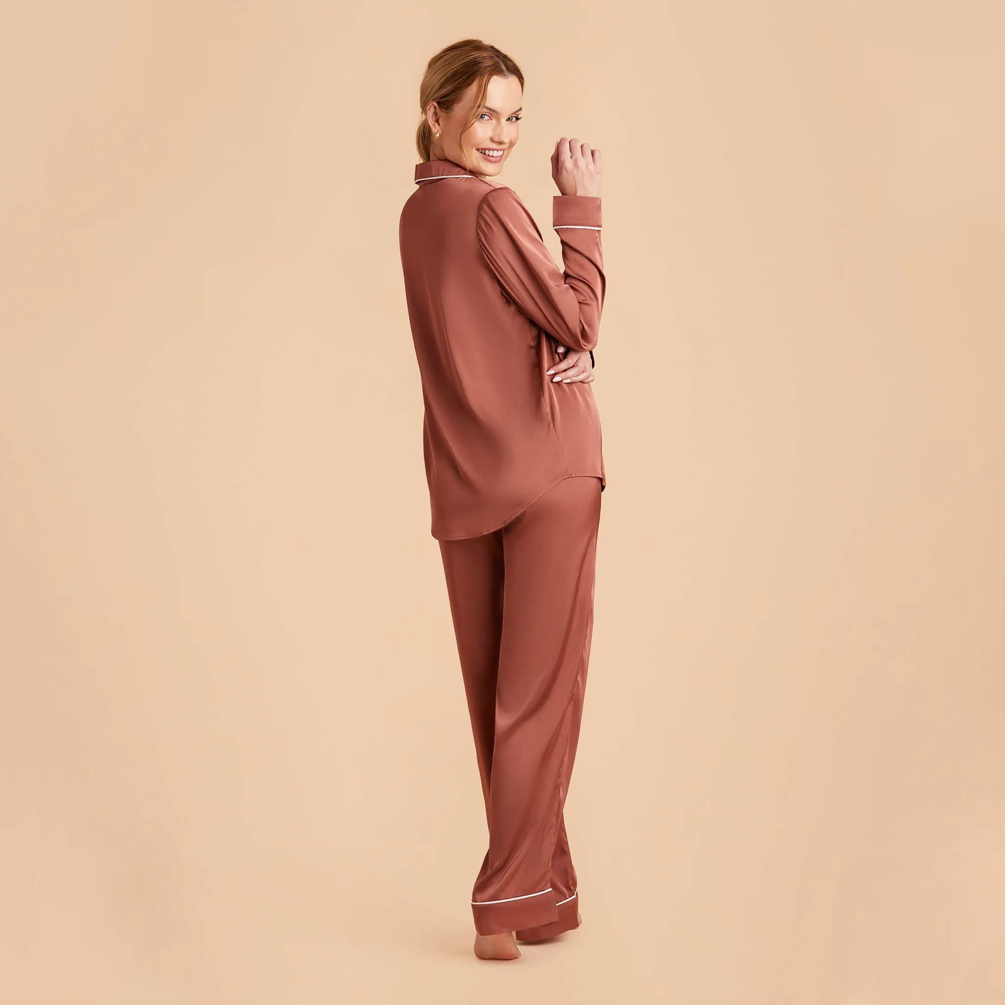 Jonny Satin Pajama Pants - Desert Rose sold by Birdy Grey product image thumbnail 5