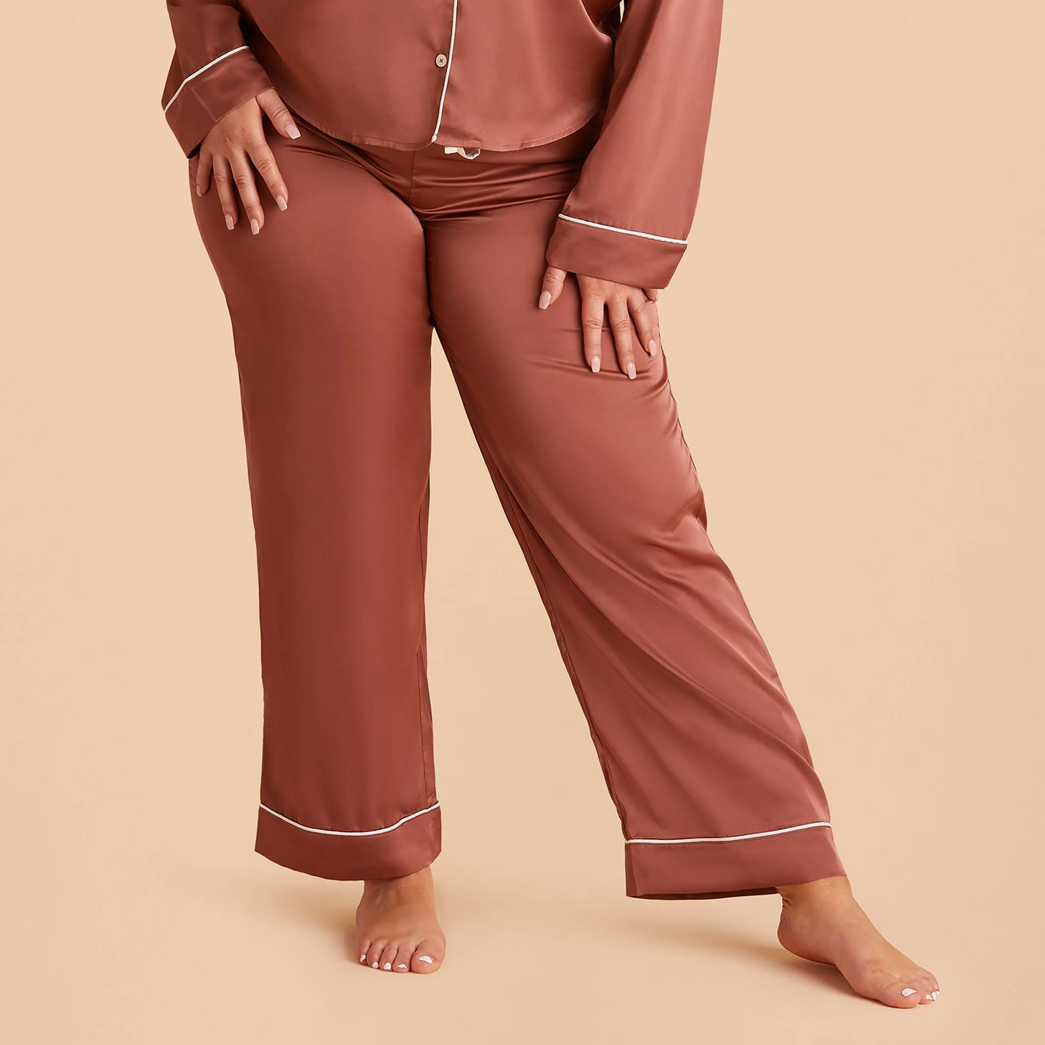 Jonny Satin Pajama Pants - Desert Rose sold by Birdy Grey product image thumbnail 2