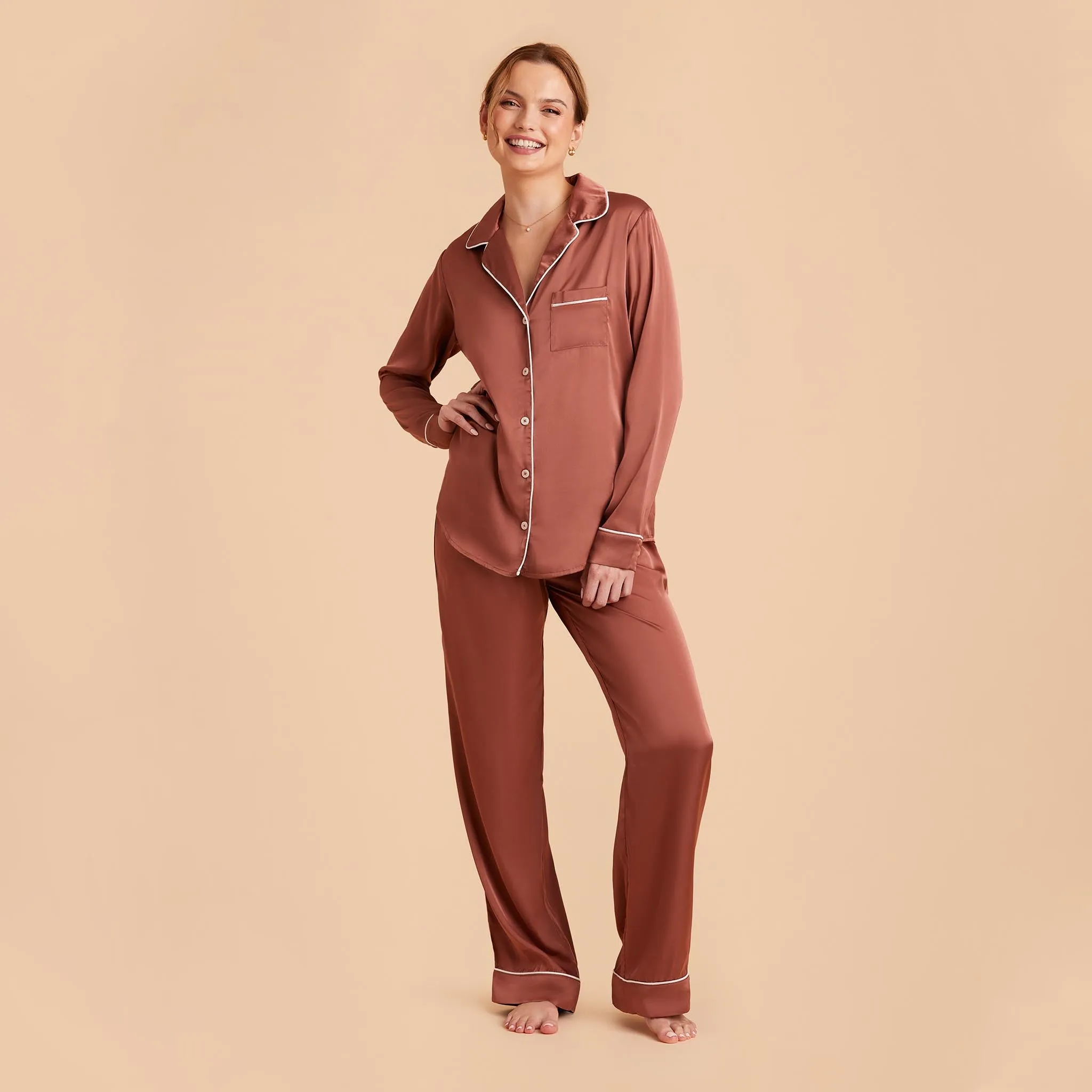 Jonny Satin Pajama Pants - Desert Rose sold by Birdy Grey product image thumbnail 3