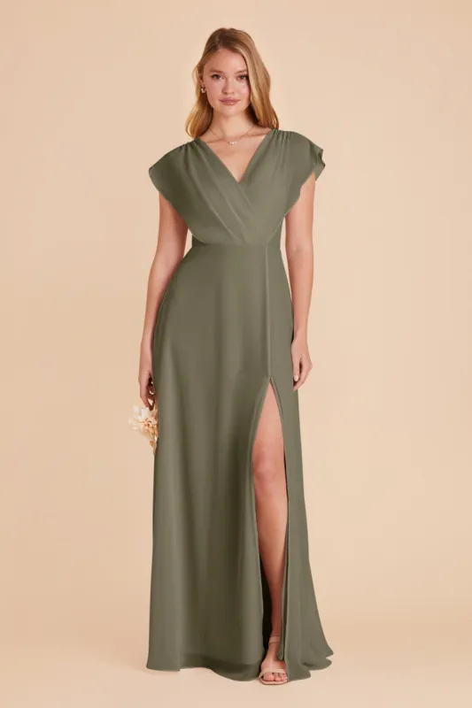Violet Chiffon Dress - Moss Green sold by Birdy Grey