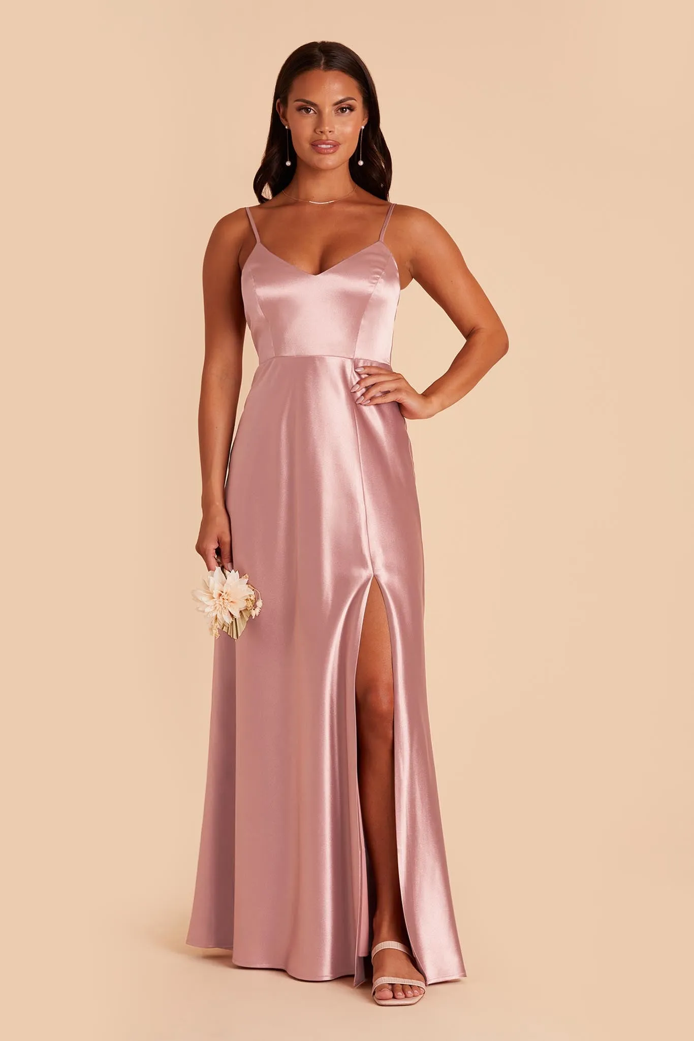Jay Shiny Satin Dress - English Rose sold by Birdy Grey