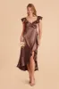 James Shiny Satin Midi Dress - Chocolate Brown sold by Birdy Grey