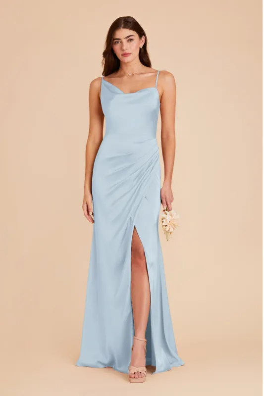 Jennifer Matte Satin Dress - Mist Blue sold by Birdy Grey