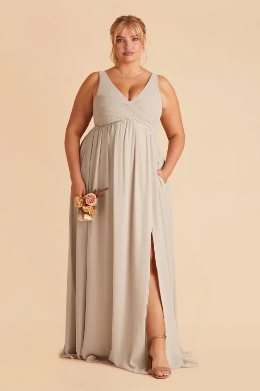 Laurie Empire Dress - Neutral Champagne sold by Birdy Grey