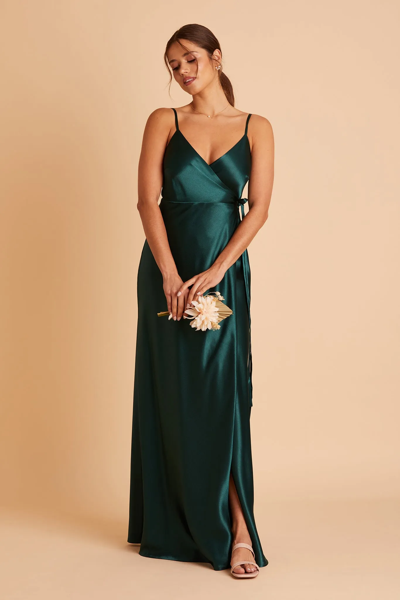 Cindy Shiny Satin Dress - Emerald sold by Birdy Grey product image thumbnail 4