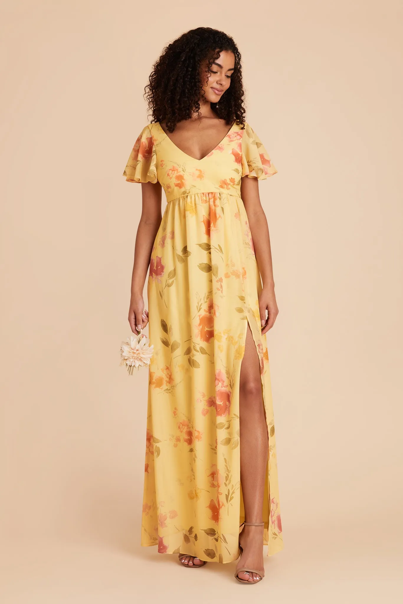 Hannah Empire Dress - Pale Yellow Rococo Floral sold by Birdy Grey product image thumbnail 3