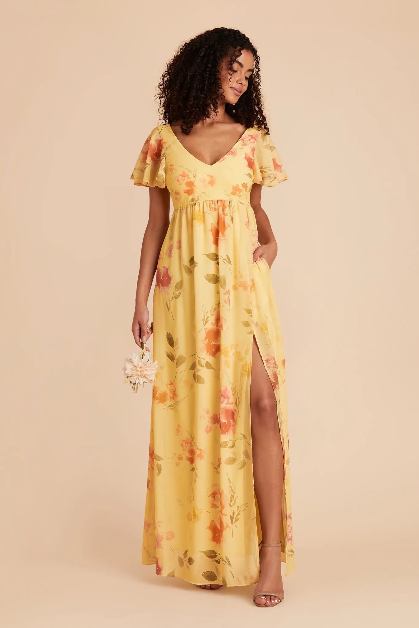 Hannah Empire Dress - Pale Yellow Rococo Floral sold by Birdy Grey product image thumbnail 4