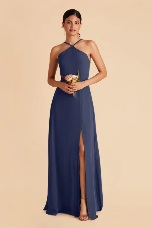 Juliet Chiffon Dress - Slate Blue sold by Birdy Grey