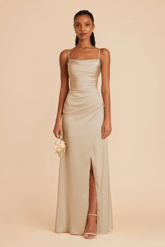 Lydia Matte Satin Dress - Neutral Champagne sold by Birdy Grey
