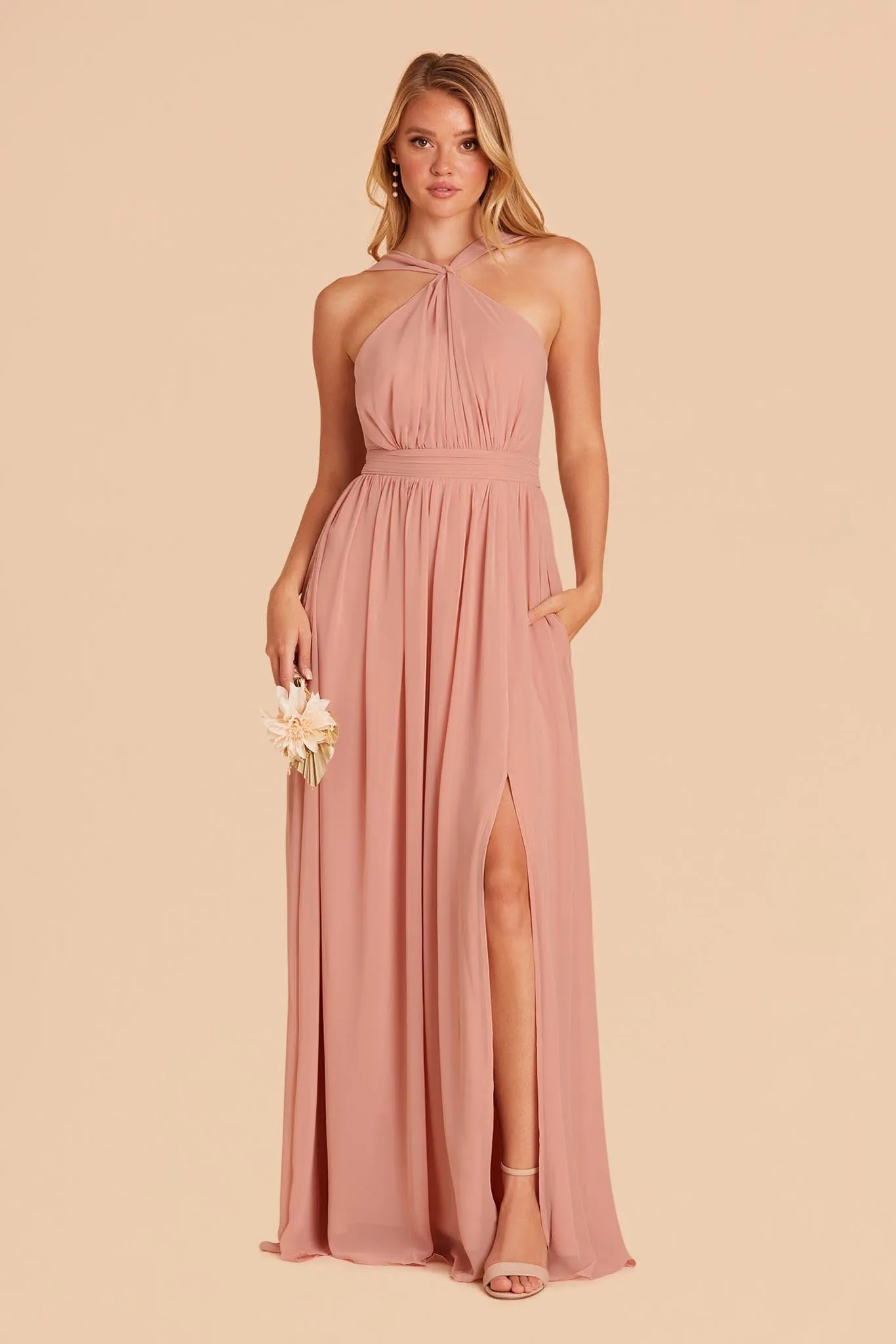 Kiko Chiffon Dress - Dusty Rose sold by Birdy Grey