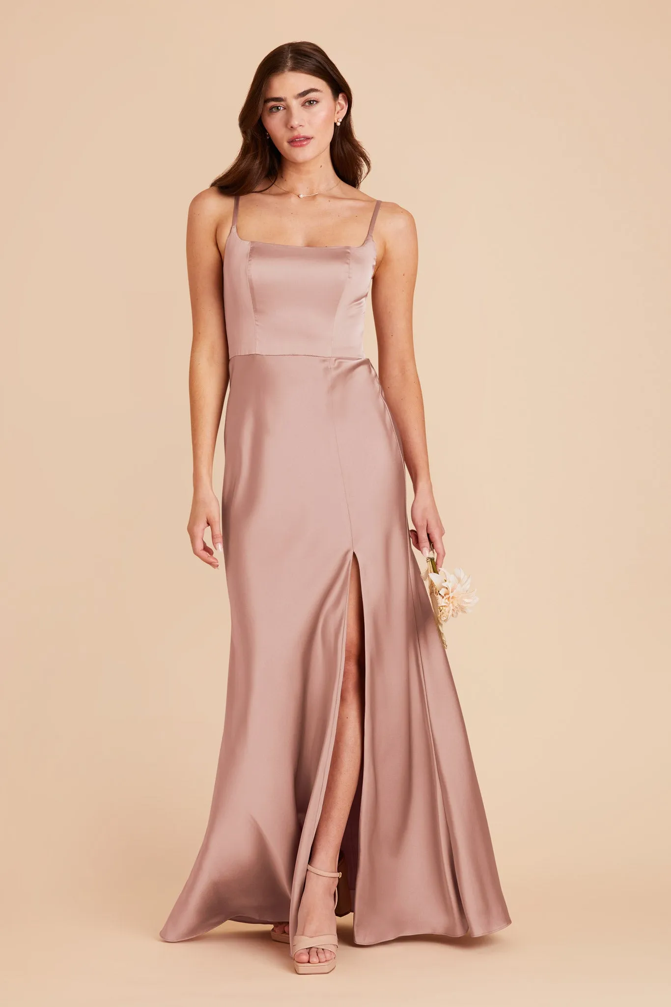 Mai Matte Satin Dress - English Rose sold by Birdy Grey