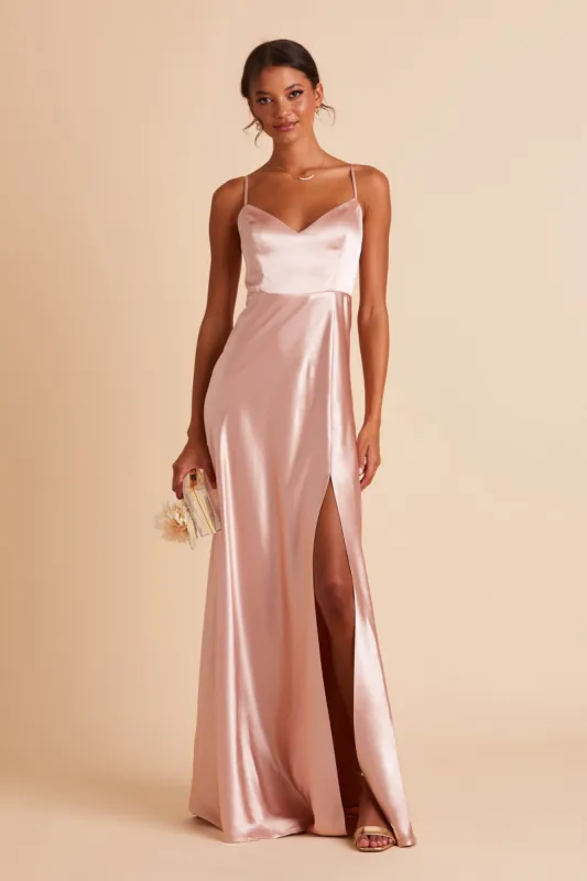 Jay Shiny Satin Dress - Rose Gold sold by Birdy Grey