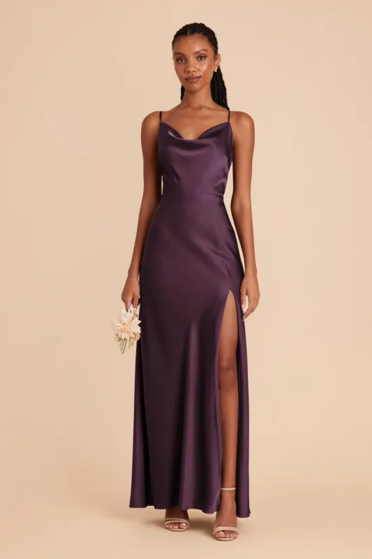 Lisa Long Matte Satin Dress - Plum sold by Birdy Grey