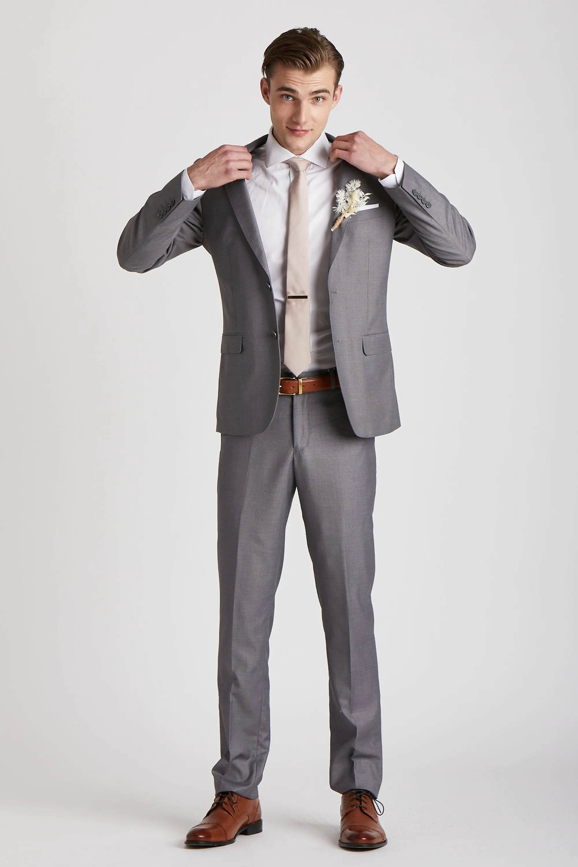 Simon Necktie - Taupe sold by Birdy Grey product image thumbnail 5