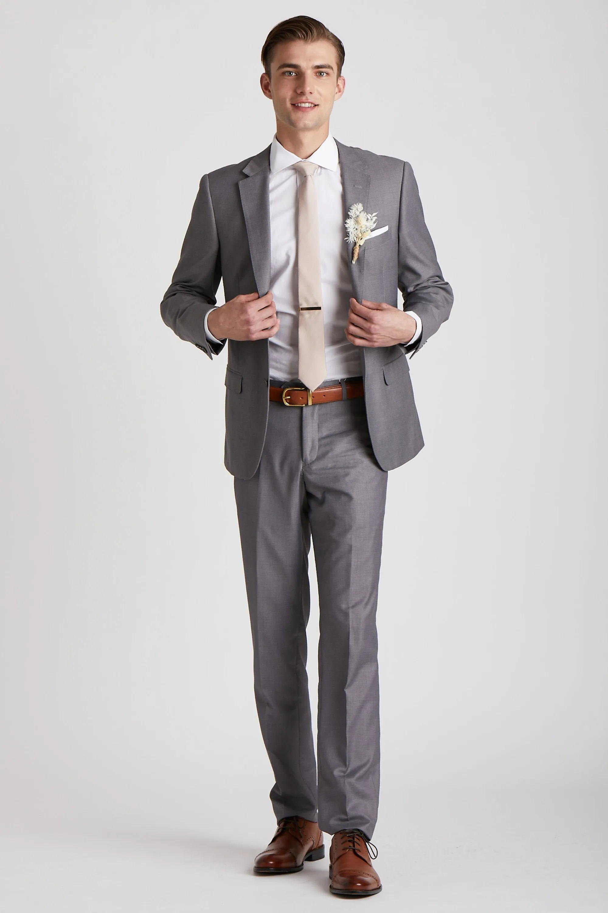Simon Necktie - Taupe sold by Birdy Grey product image thumbnail 3