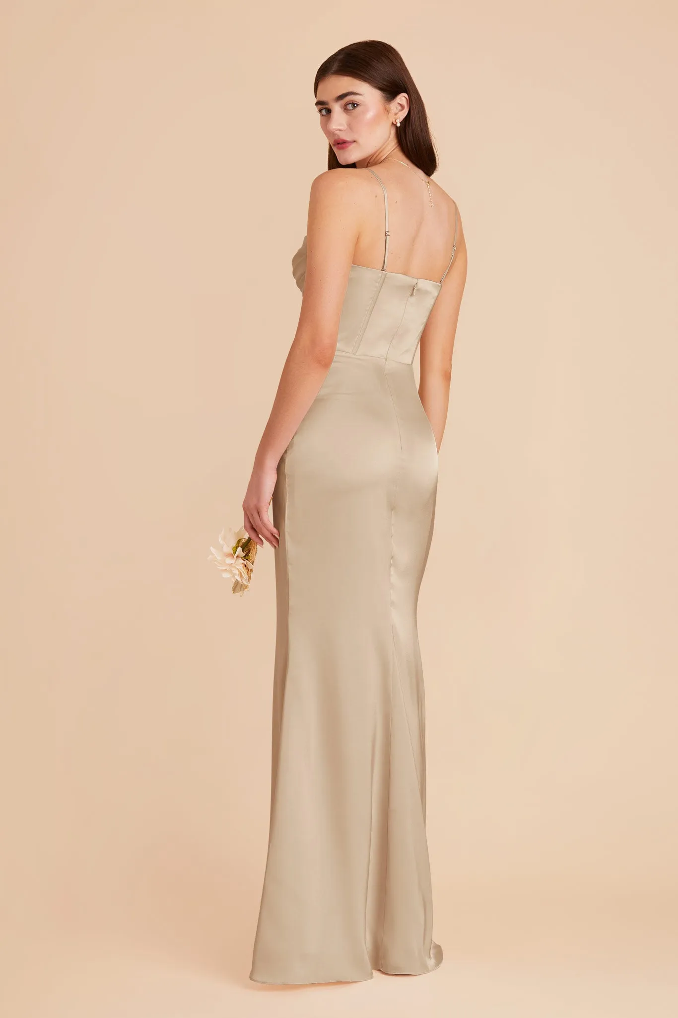 Carrie Matte Satin Dress - Neutral Champagne sold by Birdy Grey product image thumbnail 3