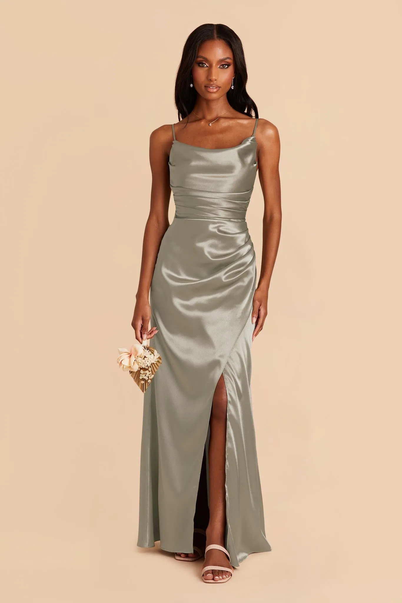 Lydia Shiny Satin Dress - Moss Green sold by Birdy Grey product image thumbnail 3