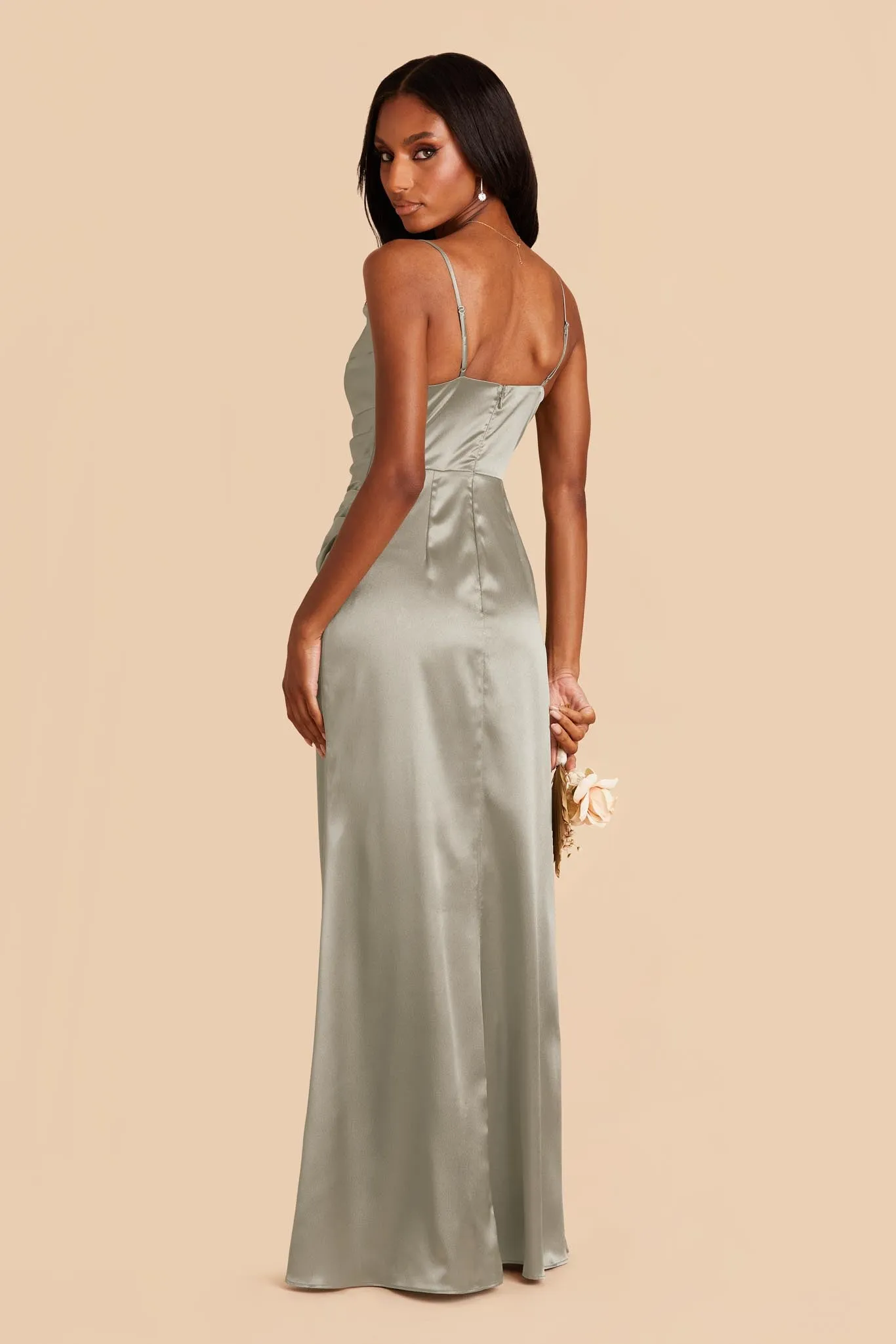 Lydia Shiny Satin Dress - Moss Green sold by Birdy Grey product image thumbnail 5