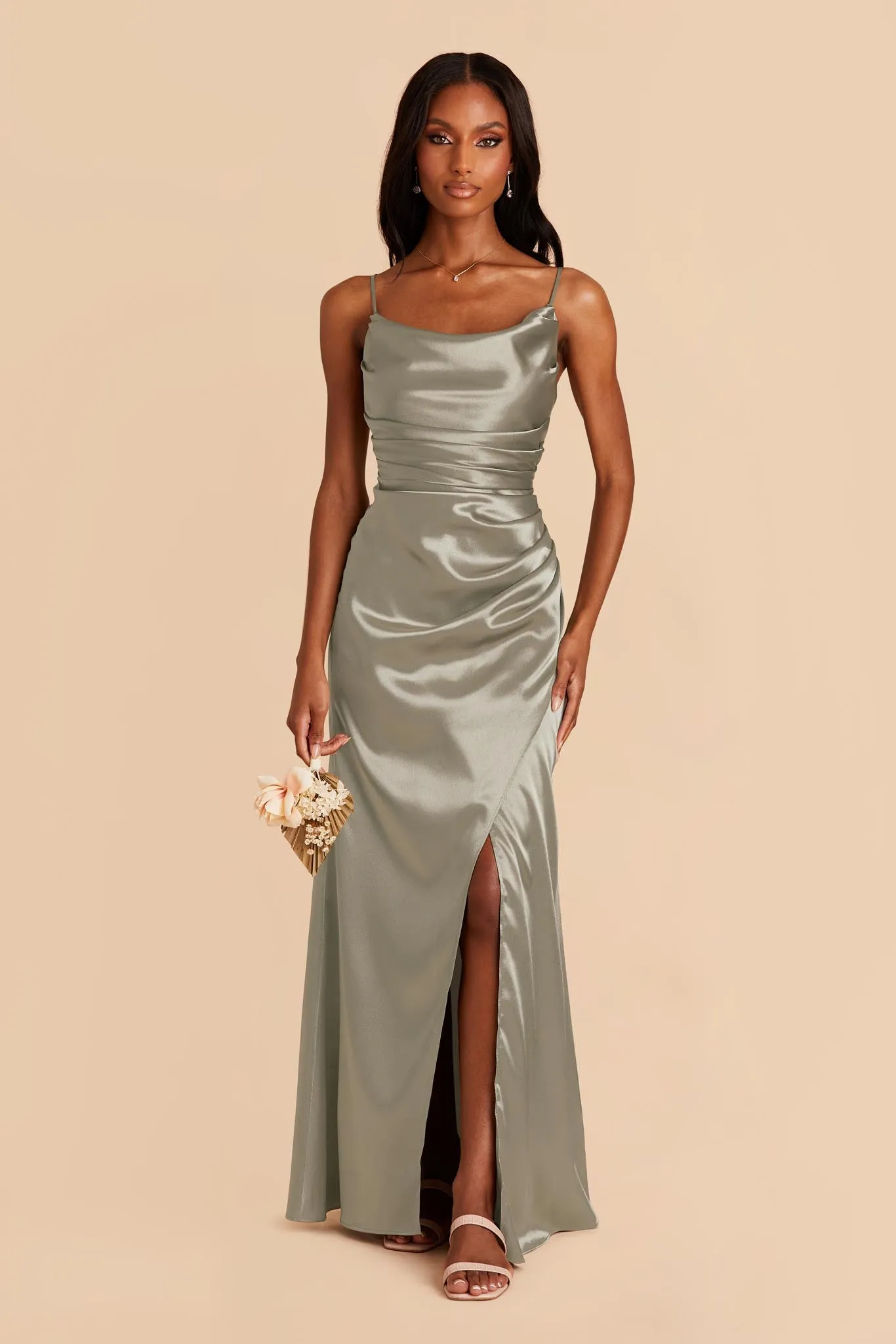Lydia Shiny Satin Dress - Moss Green sold by Birdy Grey product image thumbnail 4