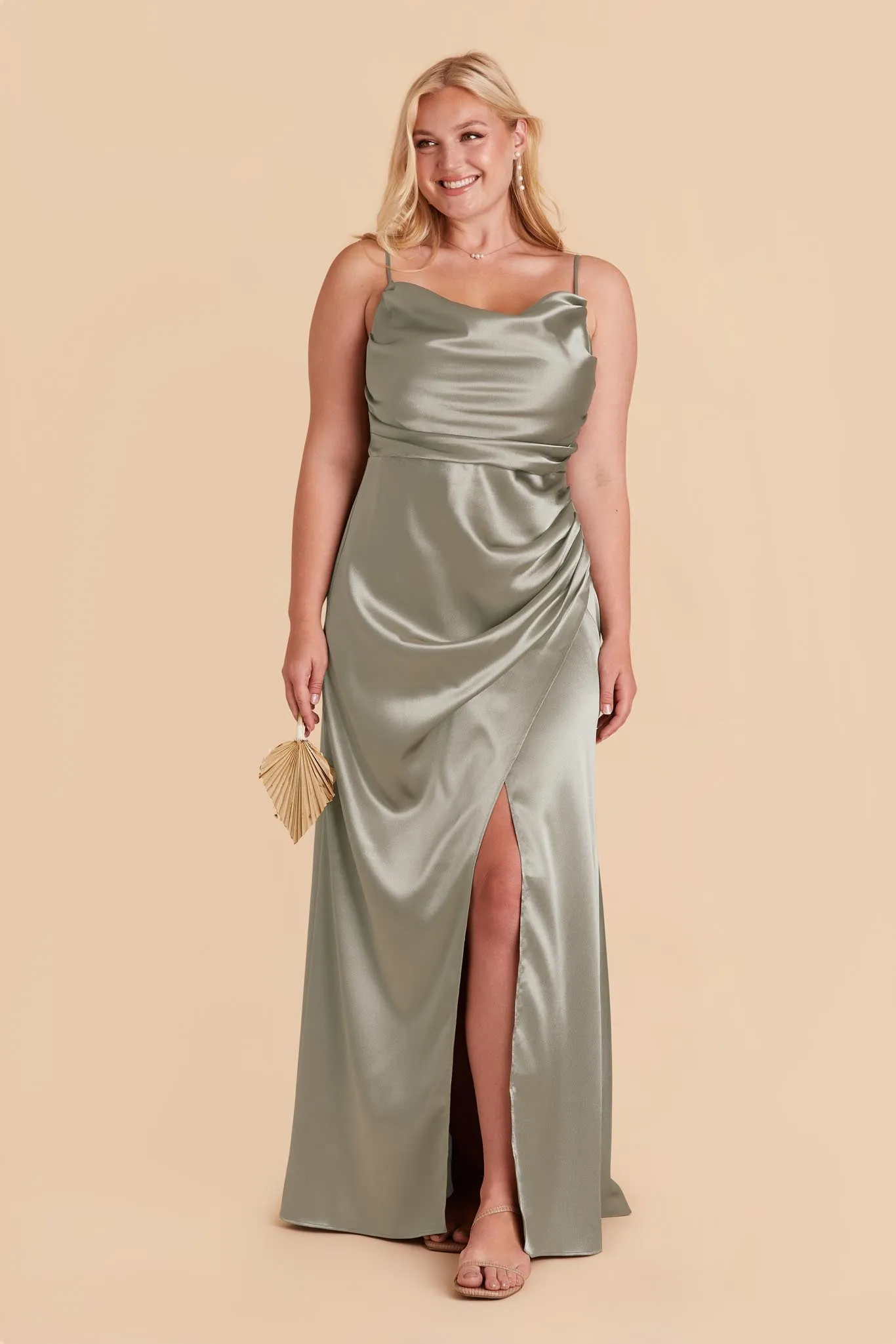 Lydia Shiny Satin Dress - Moss Green sold by Birdy Grey product image thumbnail 2