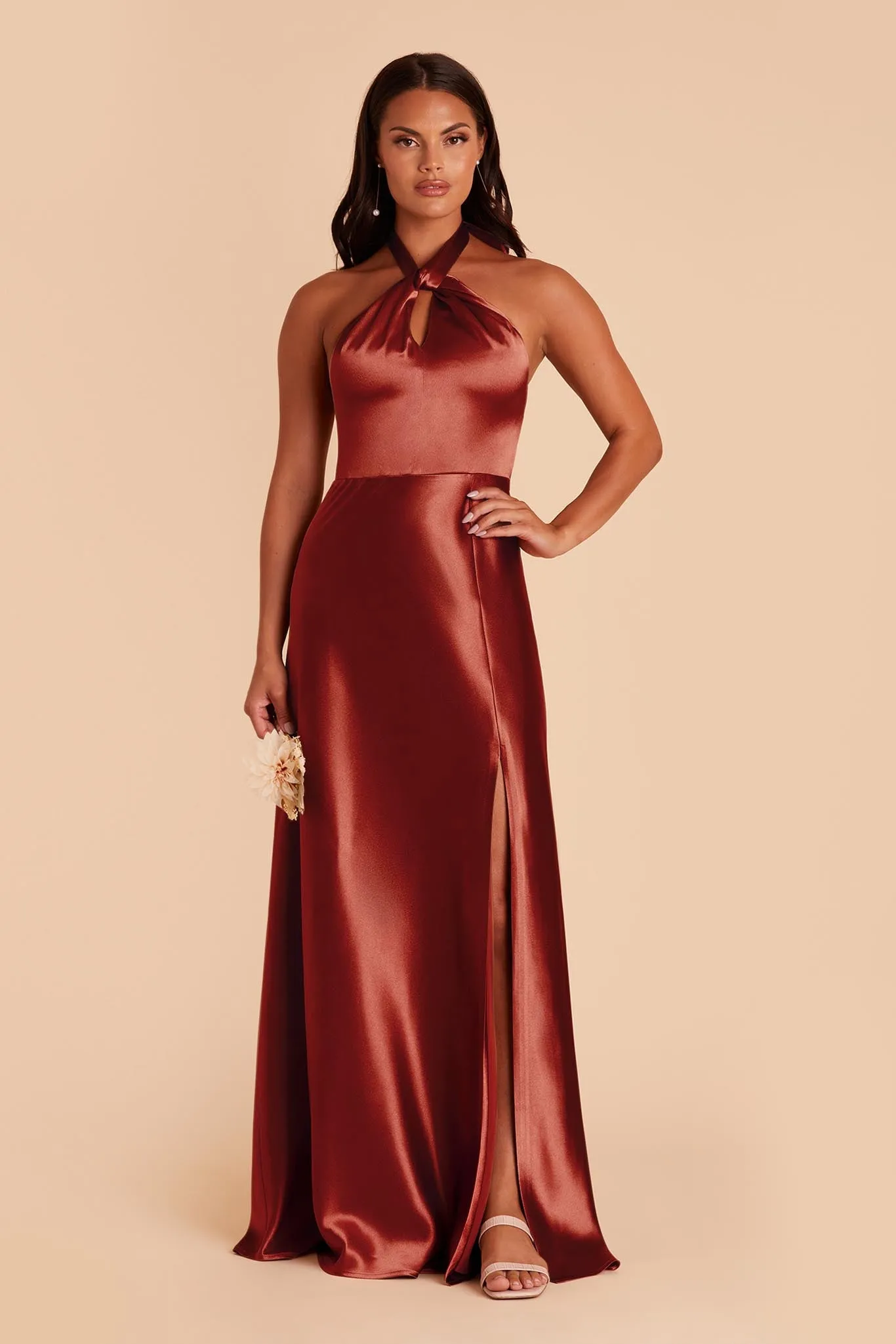 Monica Shiny Satin Dress - Spice sold by Birdy Grey product image thumbnail 3