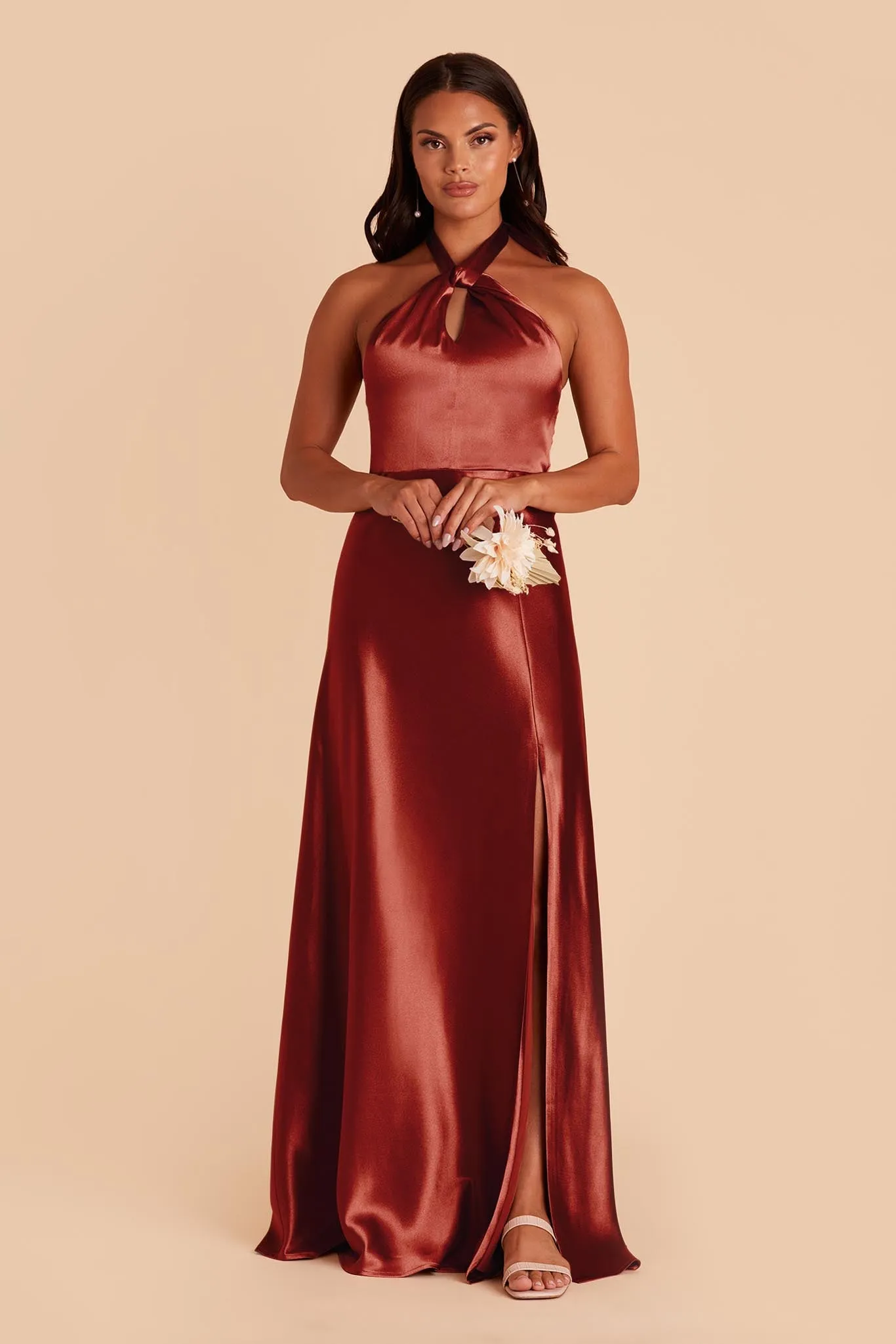 Monica Shiny Satin Dress - Spice sold by Birdy Grey