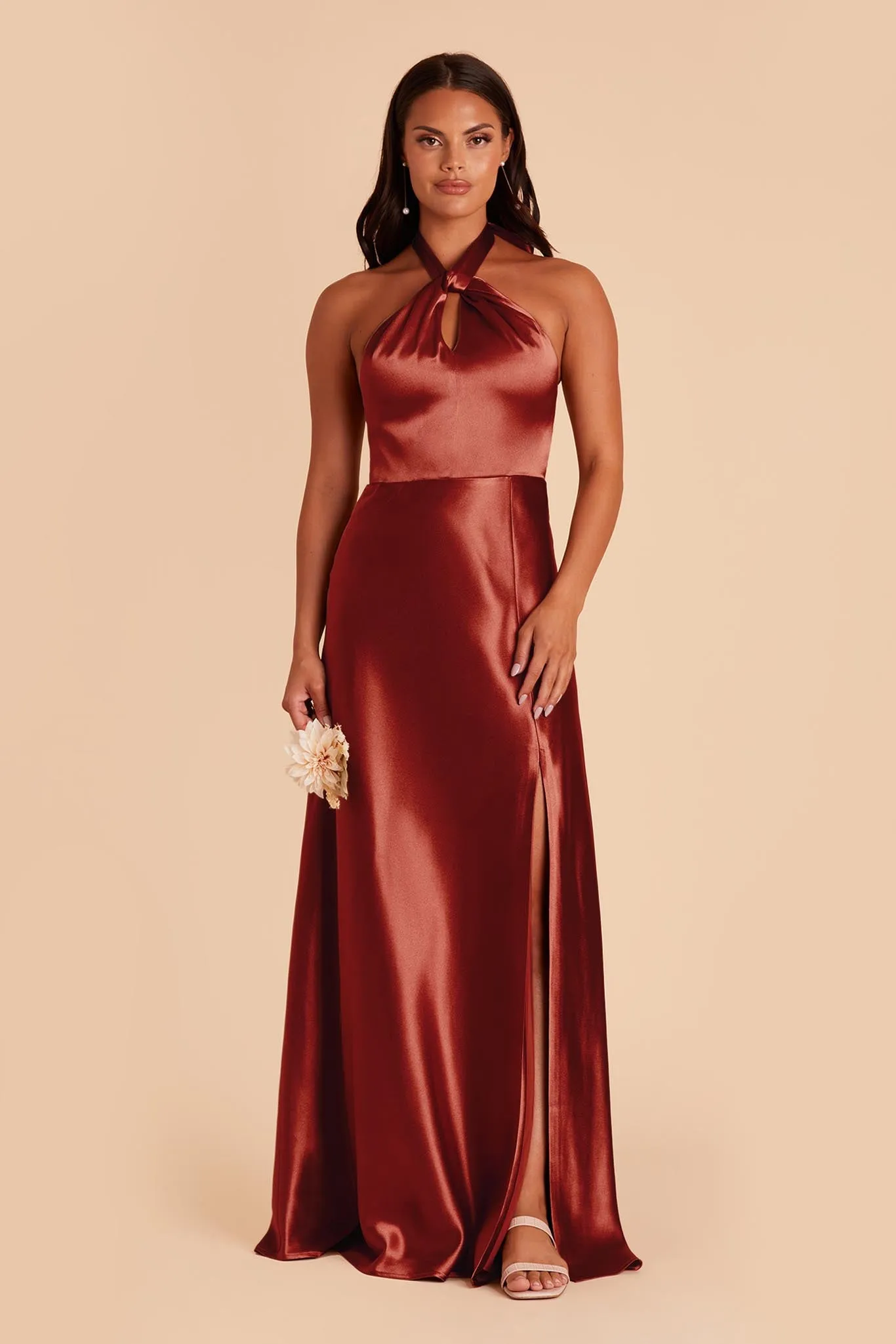 Monica Shiny Satin Dress - Spice sold by Birdy Grey product image thumbnail 4