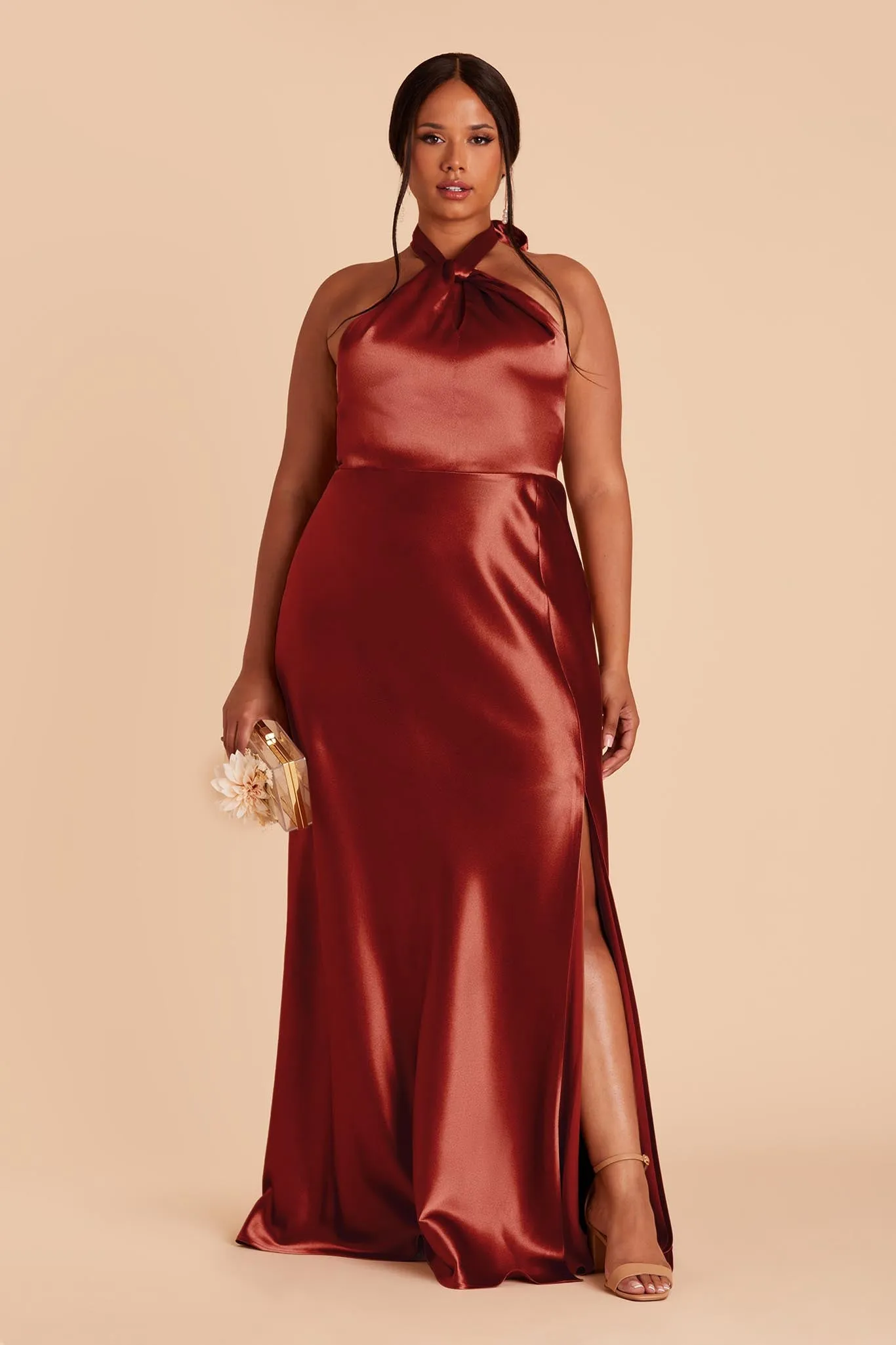Monica Shiny Satin Dress - Spice sold by Birdy Grey product image thumbnail 2