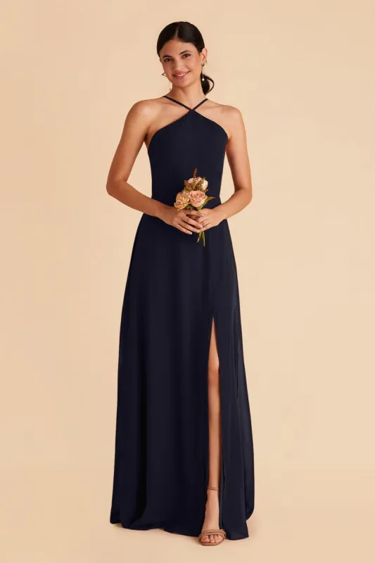 Juliet Chiffon Dress - Navy sold by Birdy Grey