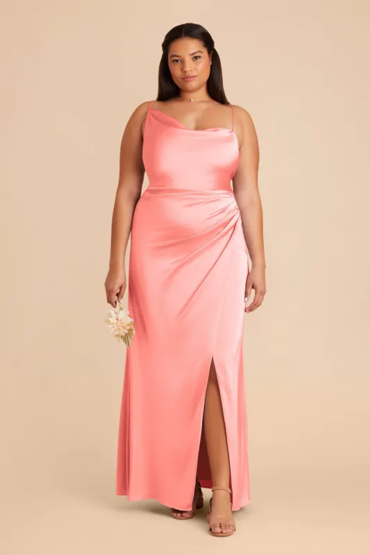 Jennifer Matte Satin Dress - Coral Pink sold by Birdy Grey