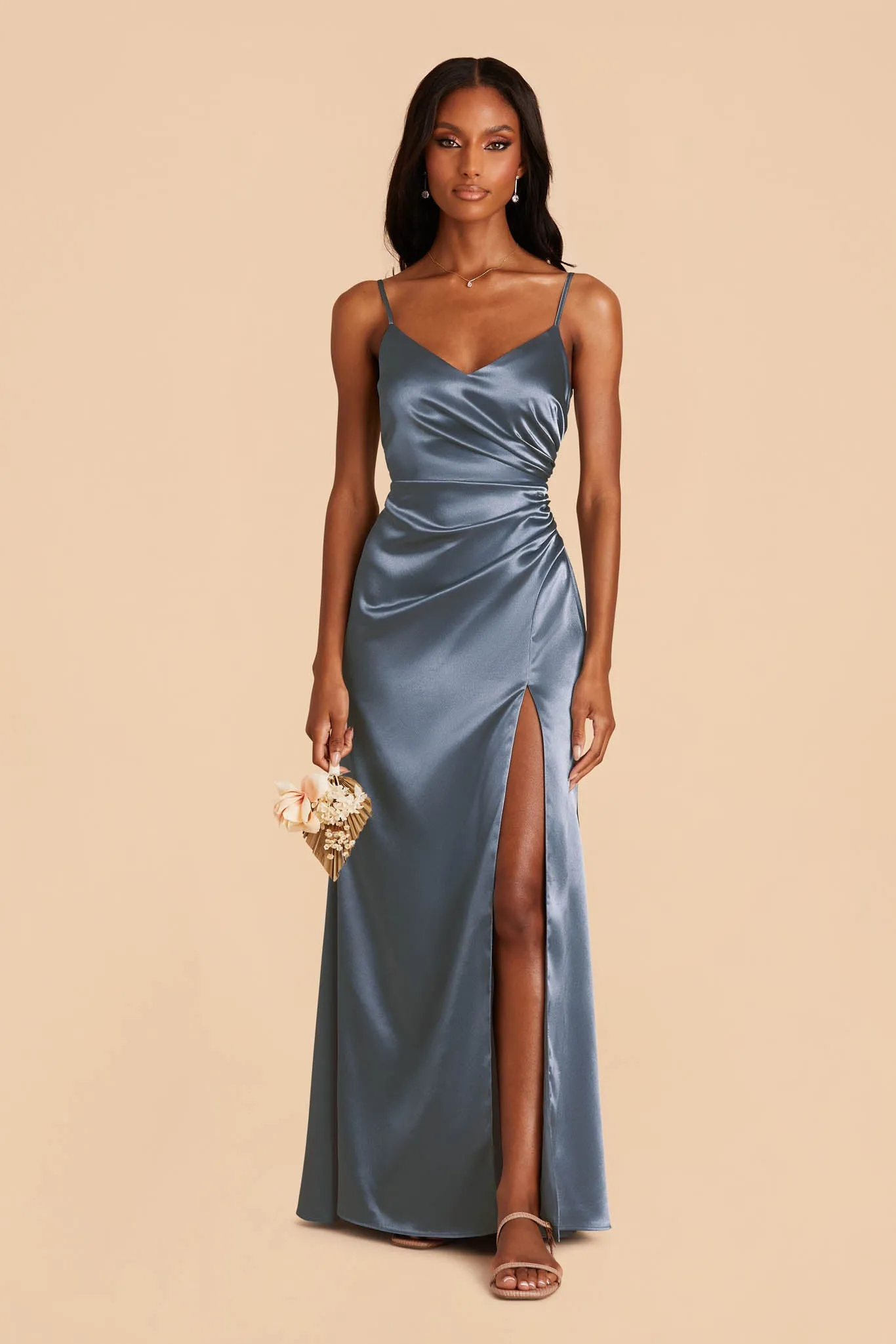 Catherine Shiny Satin Dress - French Blue sold by Birdy Grey product image thumbnail 3