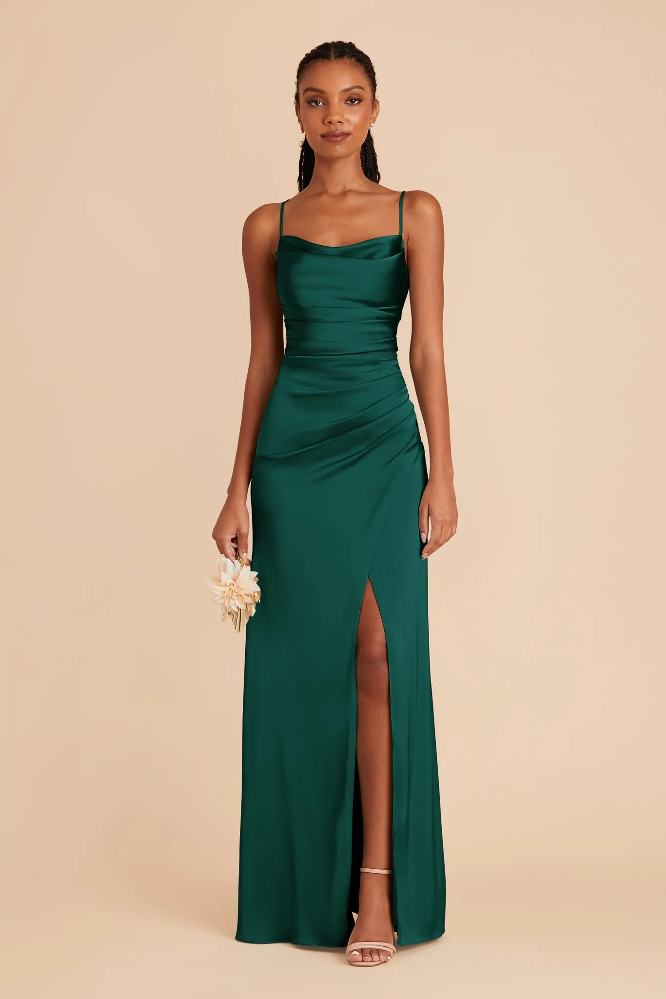 Lydia Matte Satin Dress - Emerald sold by Birdy Grey