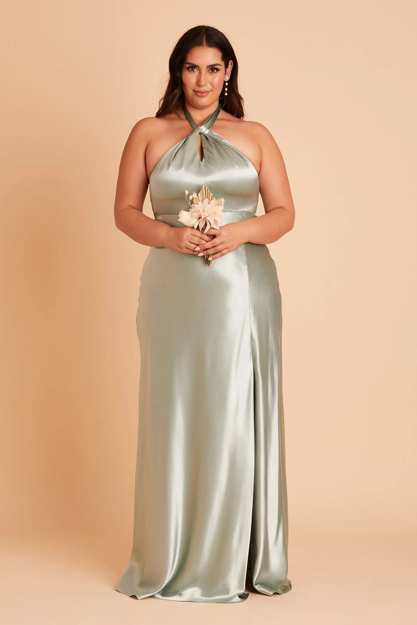 Monica Shiny Satin Dress - Sage sold by Birdy Grey product image thumbnail 2