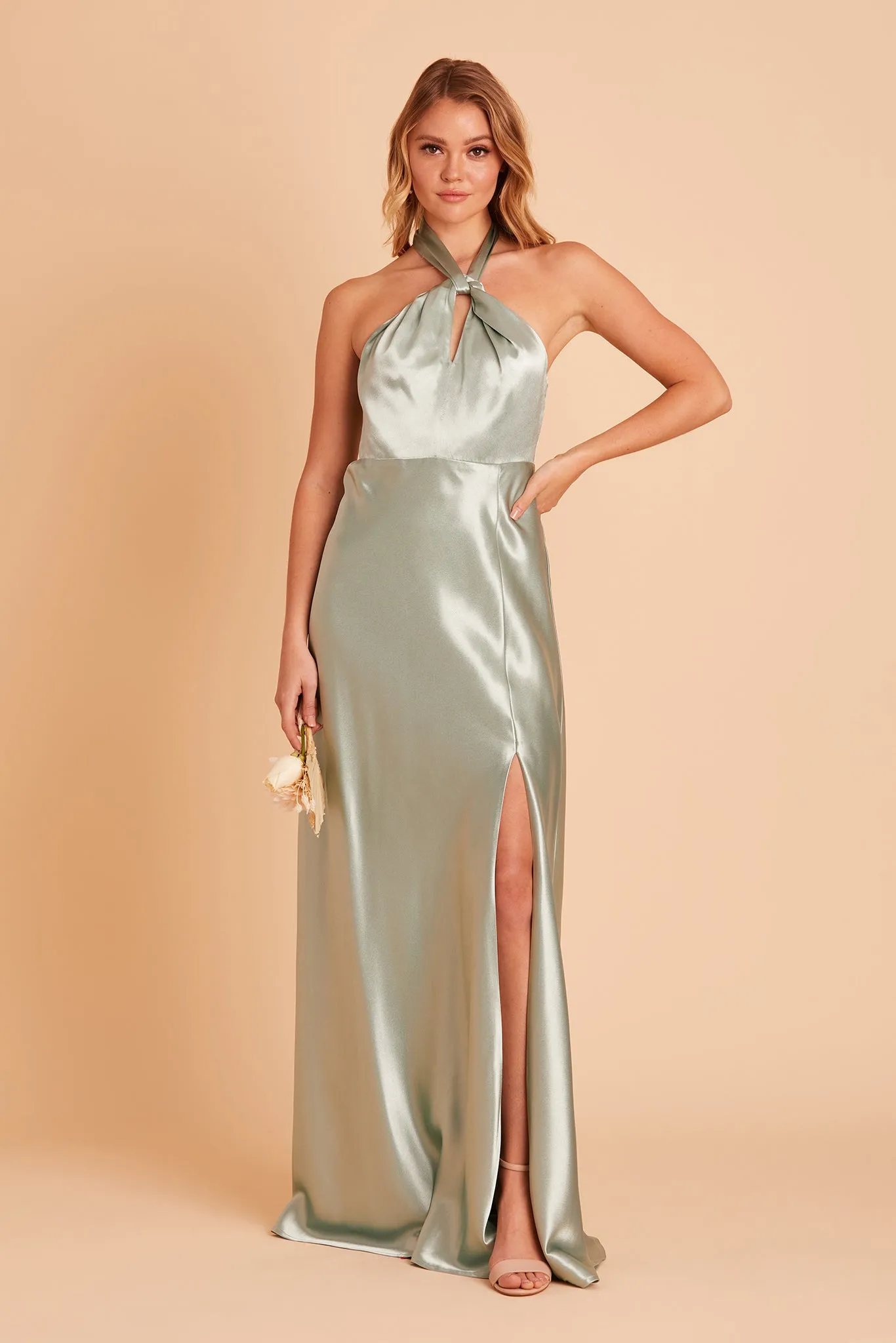 Monica Shiny Satin Dress - Sage sold by Birdy Grey product image thumbnail 5