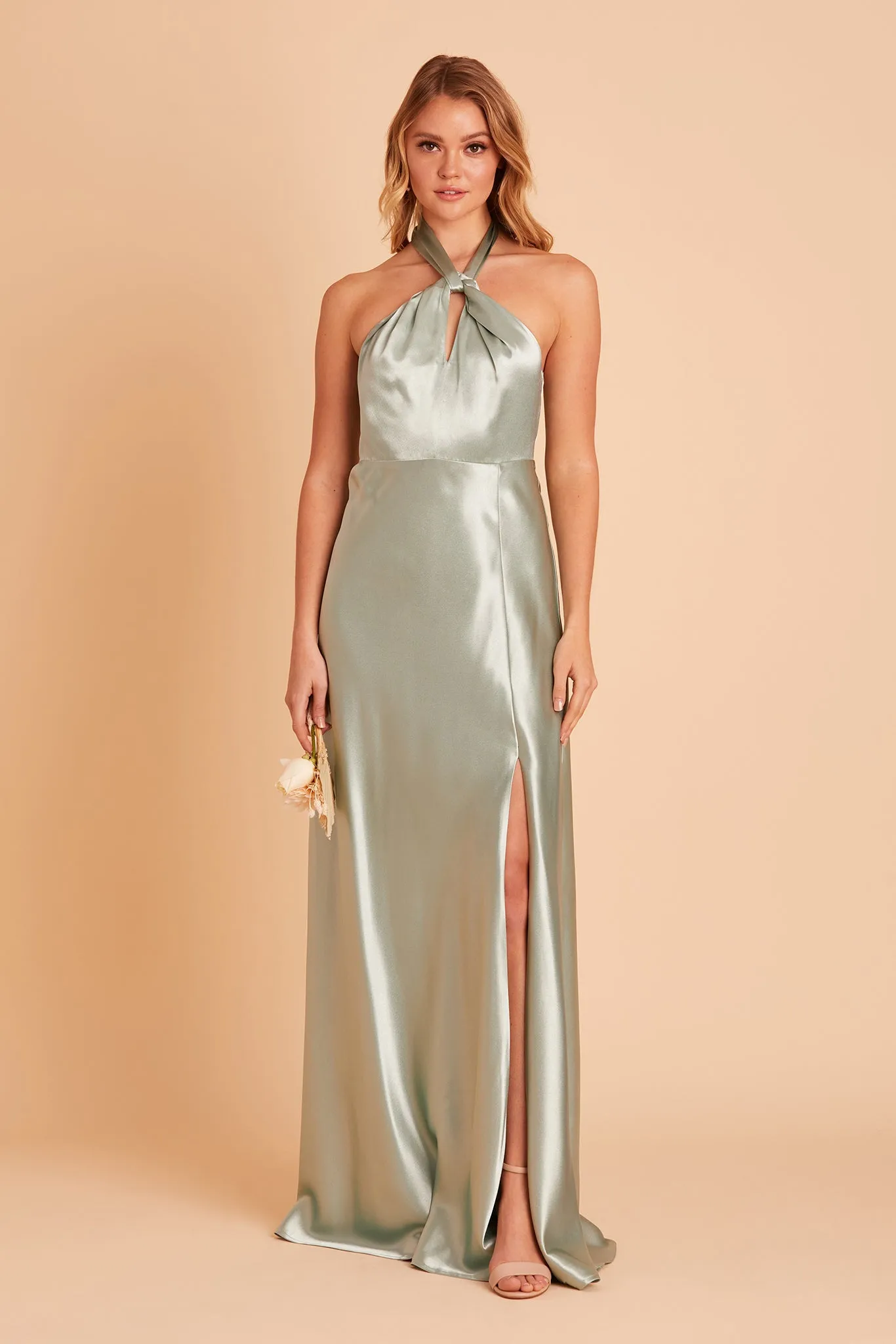 Monica Shiny Satin Dress - Sage sold by Birdy Grey product image thumbnail 4