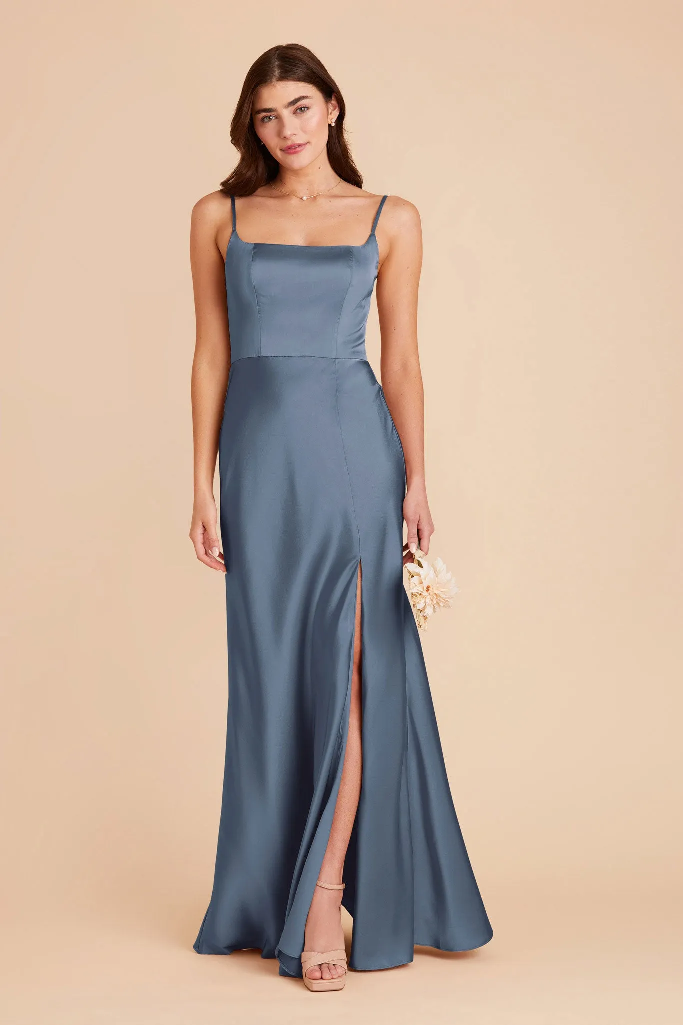 Mai Matte Satin Dress - French Blue sold by Birdy Grey