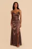 Catherine Shiny Satin Dress - Chocolate Brown sold by Birdy Grey