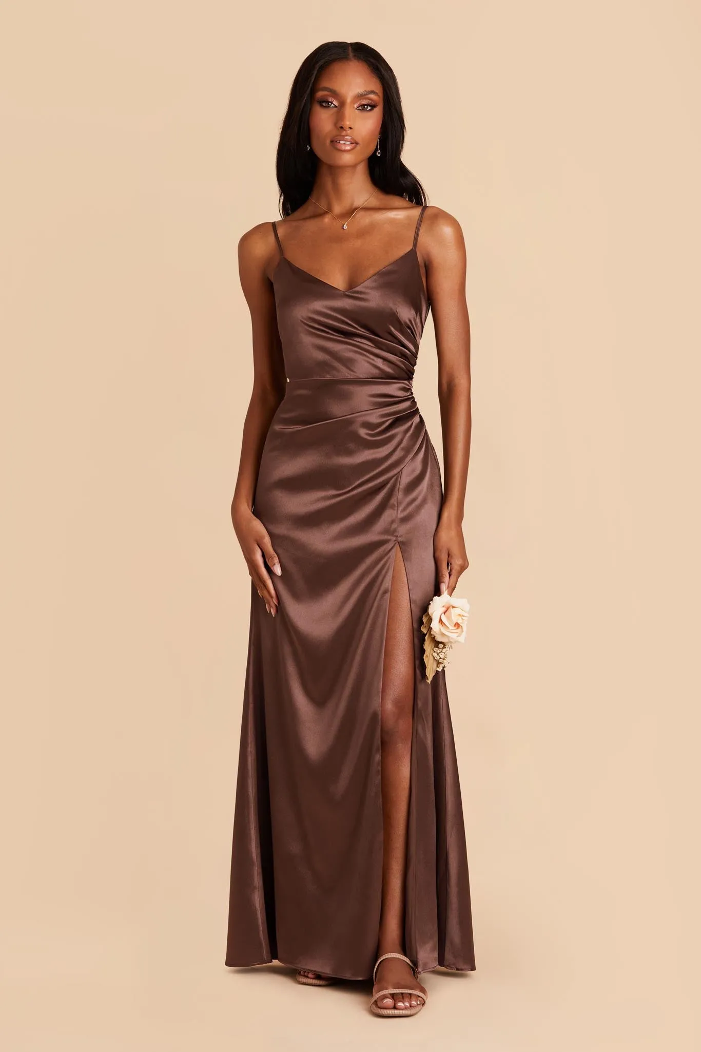 Catherine Shiny Satin Dress - Chocolate Brown sold by Birdy Grey product image thumbnail 4