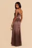 Catherine Shiny Satin Dress - Chocolate Brown sold by Birdy Grey