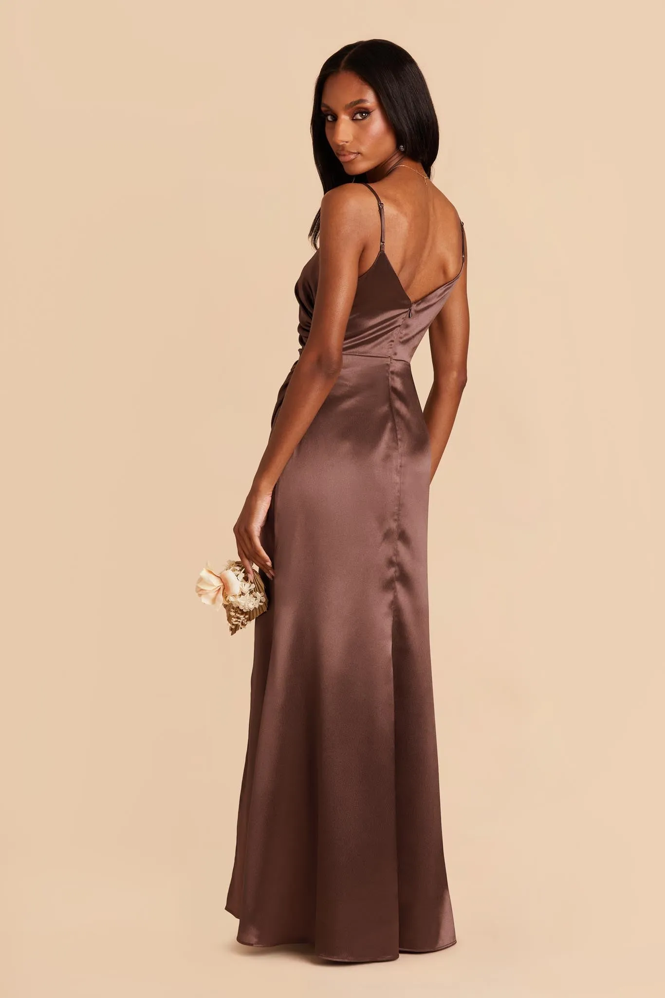 Catherine Shiny Satin Dress - Chocolate Brown sold by Birdy Grey product image thumbnail 5